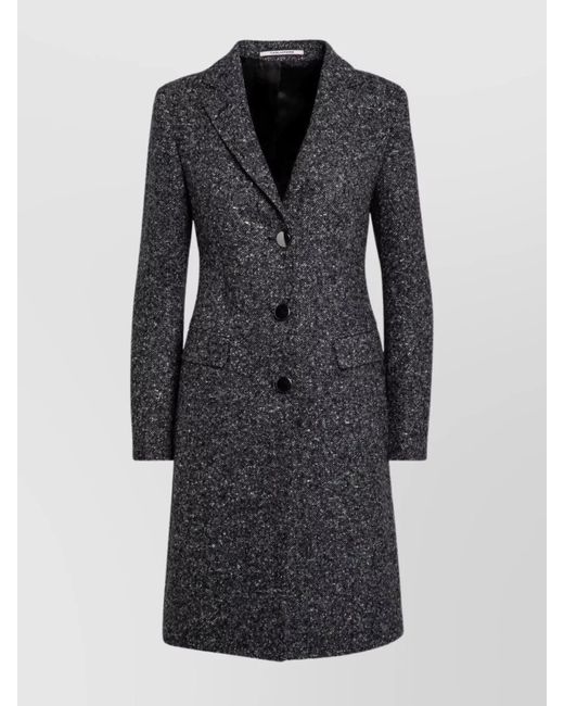 Tagliatore Black Wool Blend Long Length Single Breasted Coat