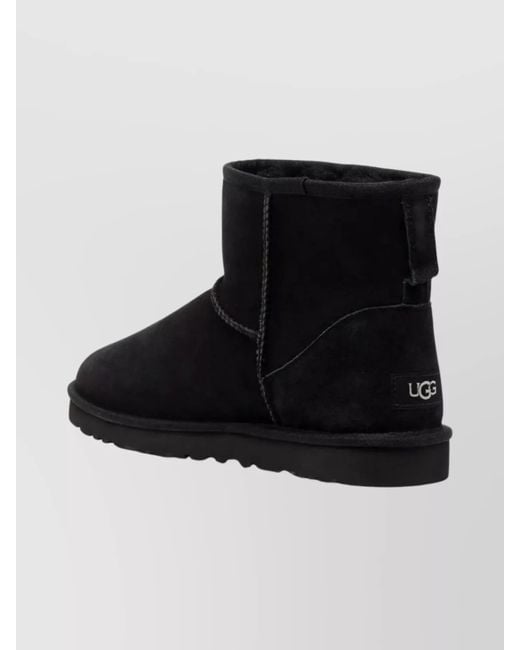 Ugg Black Shearling-Lined Suede Ankle Boots Classic Mini