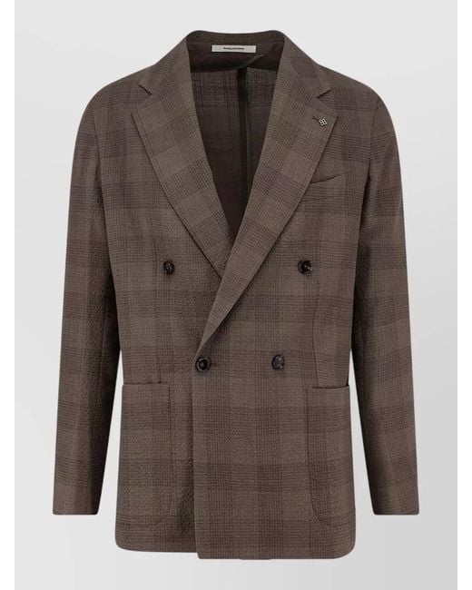 Tagliatore Brown Norman Stretch Virgin Wool Double Breasted Blazer for men