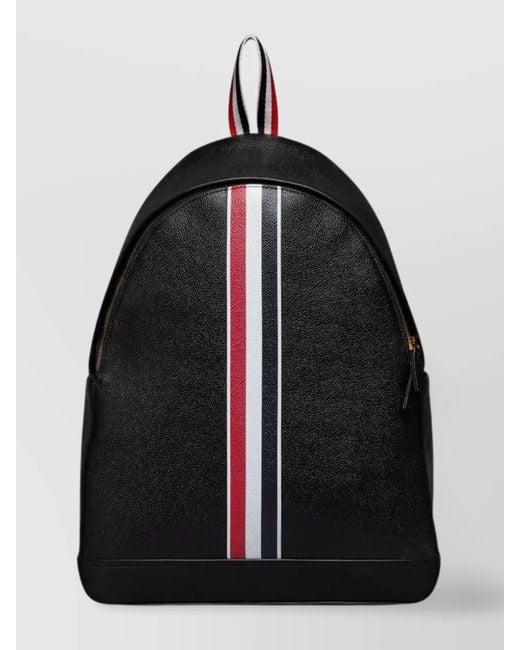 Thom Browne Black Pebble-Grain Leather Multi-Pocket Backpack for men