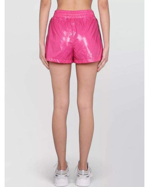 K-Way Pink Nylon Shorts Elastic Waistband Shiny Finish