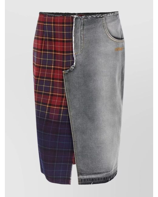 Off-White c/o Virgil Abloh Gray Cotton Asymmetric Patchwork Skirt