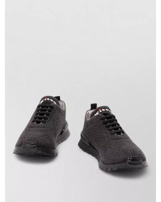 Kiton Black Low Top Sneakers Pull Tab Heel for men