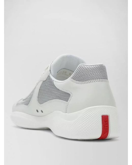 Prada White Mesh Panel Low Sneakers Rubber Sole for men