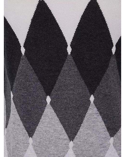 Ballantyne Blue V Neck Sweater Argyle Pattern Knit for men