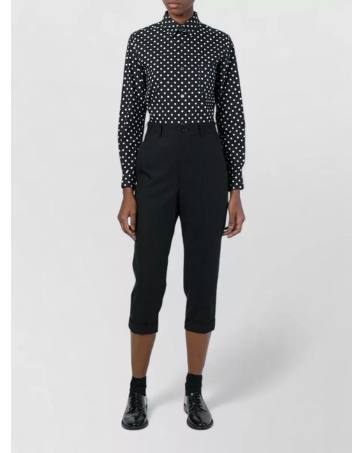 Comme des Garçons Black Cropped Wide Leg Trousers Pinstripe Design