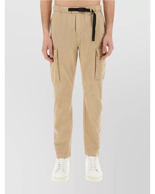 Woolrich Natural Tapered Cargo Trousers for men