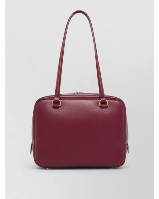 Jil Sander Red Vision Medium Leather Shoulder Bag