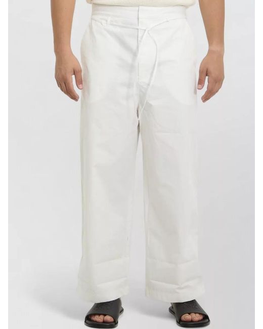Jacquemus White Poplin Wide Leg Mid Waist Shorts for men
