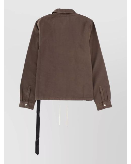Rick Owens Brown Coat Adjustable Hem Button Cuffs Collar Pockets for men