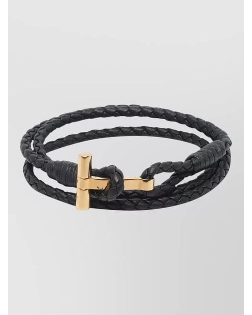 Tom Ford Multicolor Braided Leather Wrap Bracelet Adjustable Knot for men