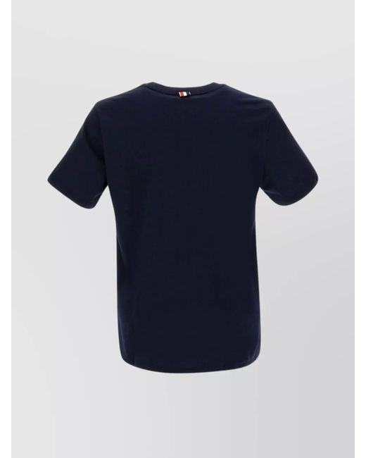 Thom Browne Blue Cotton Relaxed-Fit Side-Slit Short-Sleeve T-Shirt for men