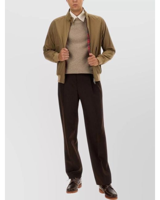 Baracuta Brown Cotton Blend Lightweight Zip Harrington Jacket for men