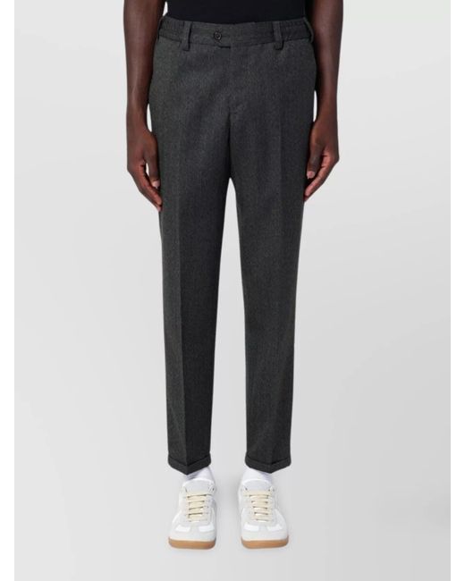 PT Torino Black Wool Trousers With Rebellious Pockets And Cuffs for men
