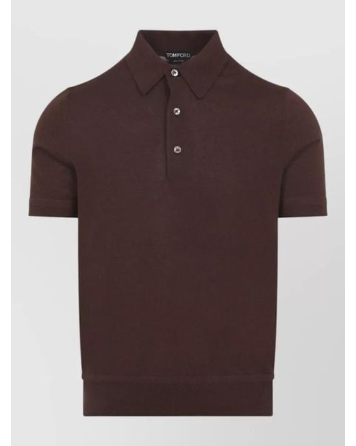 Tom Ford Brown Cashmere Silk Polo Shirt for men
