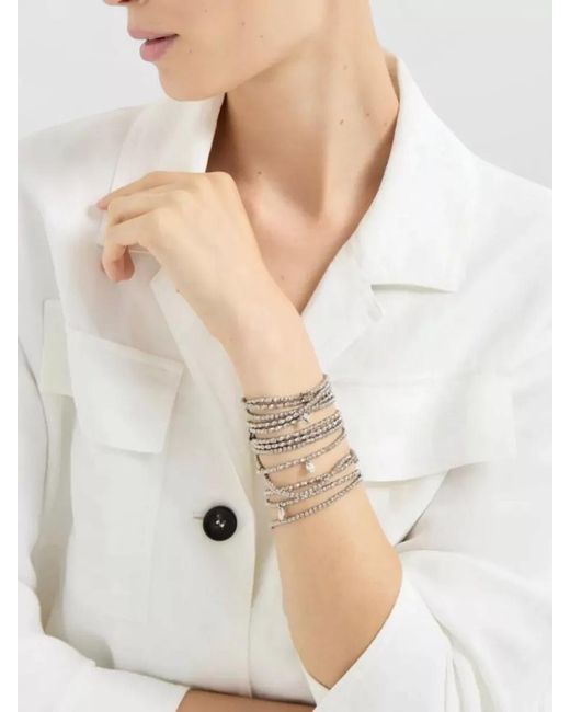 Brunello Cucinelli Metallic Bracelet Multi Strand Design Polished Finish Adjustable