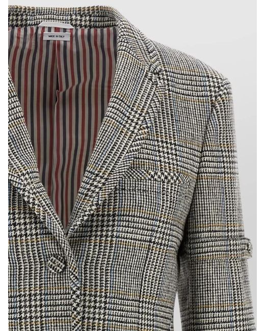 Thom Browne Gray Prince Of Wales Wool Single-Breasted Blazer