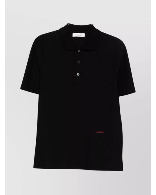 Lanvin Black Cotton Short-Sleeve Polo Shirt for men