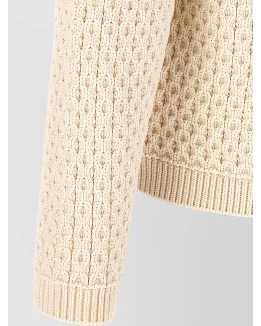 J.W. Anderson Natural Cable Knit Cardigan High Collar Cuffs Hem for men