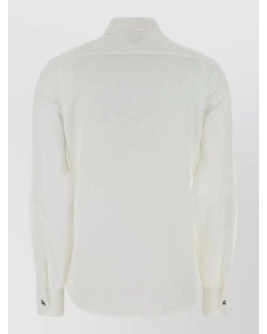 Burberry White Poplin Shirt Straight Cut Tailored Collar Long Sleeves