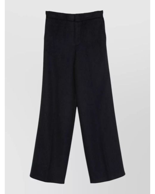 Semicouture Blue Lilia Wool Trousers Wide Leg Design
