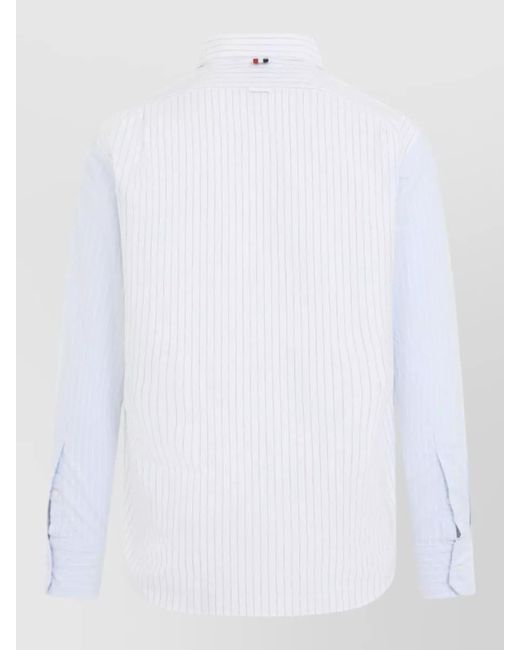 Thom Browne White Striped Button Down Shirt Long Sleeves for men