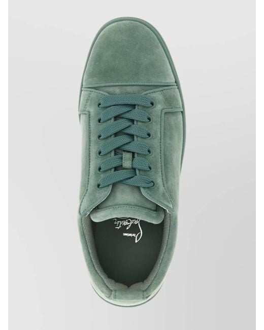 Christian Louboutin Green Junior Suede Round Toe Low-Top Sneakers for men
