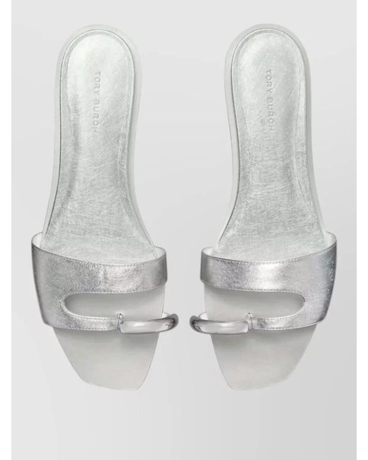 Tory Burch Multicolor Pierced Slide Sandals Metal Detail Leather