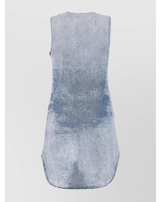 DIESEL Blue Denim Sleeveless V-Neck Mini Dress