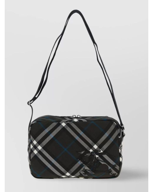 Burberry Black Adjustable Strap 'Check' Pattern Crossbody Bag for men