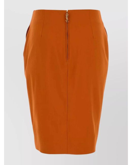 Saint Laurent Orange Knee-Length Pencil Skirt