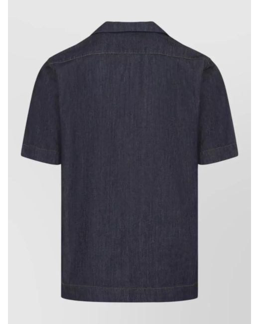 Dries Van Noten Blue Cotton Short-Sleeve Shirt for men