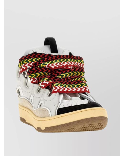 Lanvin Multicolor Leather Panelled High-Top Sneakers for men