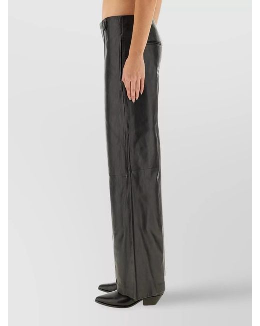 Isabel Marant Black Leather Wide-Leg Trousers