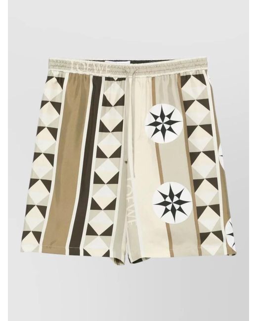 Loewe Natural Silk Shorts Geometric Pattern Mid Length for men