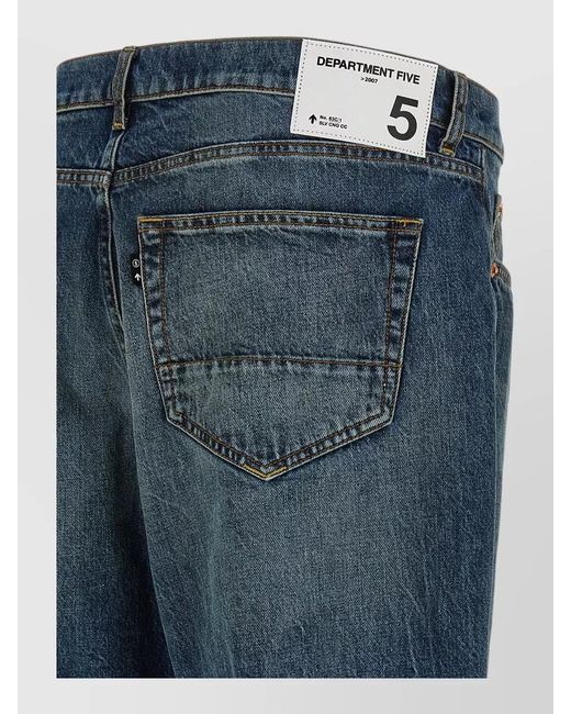 Department 5 Blue Musso Jeans Straight Fit Belt Loops Five Pockets for men