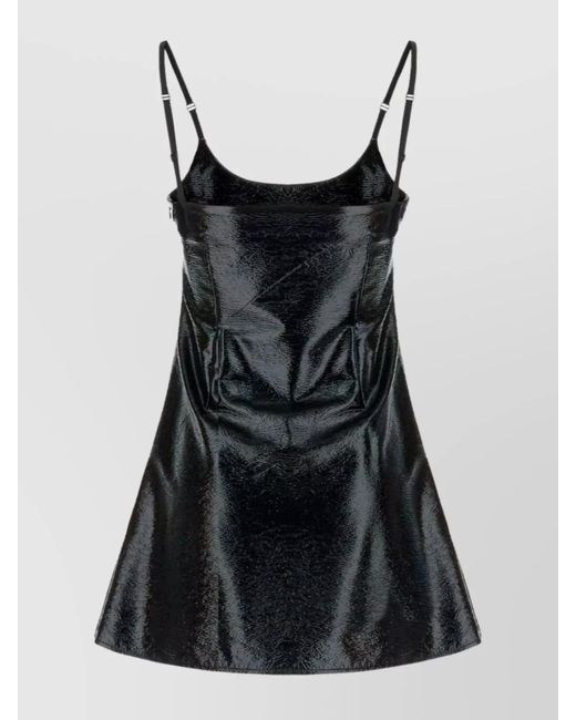 Courreges Black Stretch Vinyl Mini Dress