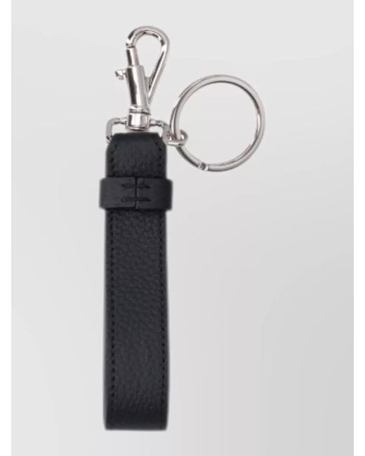 Tod's Blue Leather Strap Keyring And Metal Hardware for men