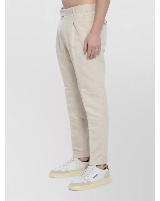 PT Torino Natural Linen Straight-Leg Mid-Rise Tailored Trousers for men