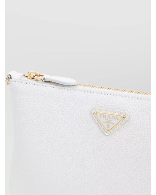 Prada White Leather Crossbody Pouch
