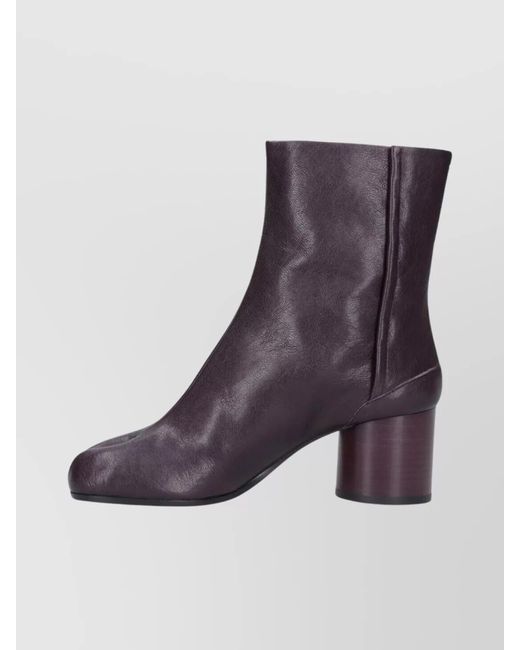 Maison Margiela Purple Split-Toe Dark Leather Ankle Boots