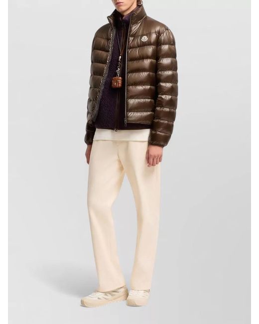 Moncler Brown Casual Padded Lightweight Jacket High Collar for men