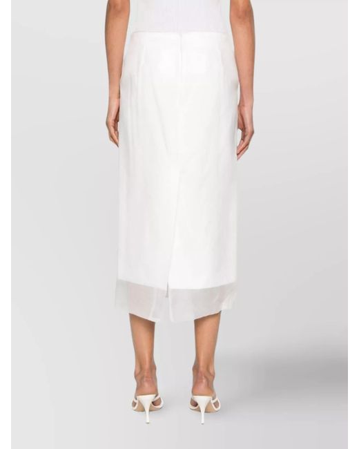 Sportmax White Silk Midi Straight Skirt