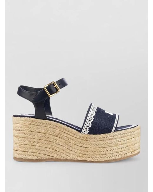 Dior Blue Platform Sandals Open Toe Espadrille Style