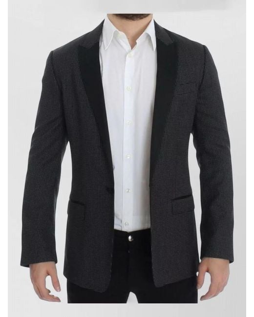 Dolce & Gabbana Black Wool Slim-Fit Blazer for men
