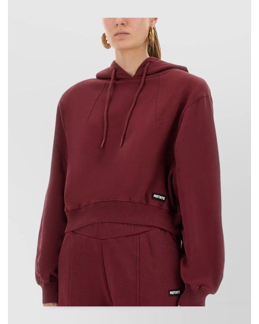 ROTATE BIRGER CHRISTENSEN Red Cropped Cotton Hoodie