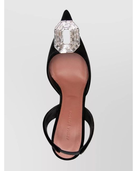 AMINA MUADDI Metallic Velvet Embellished Slingback Pumps
