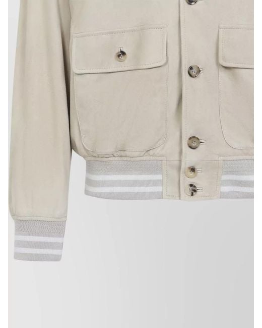 Ralph Lauren Natural Suede Bomber Jacket Varsity Design for men
