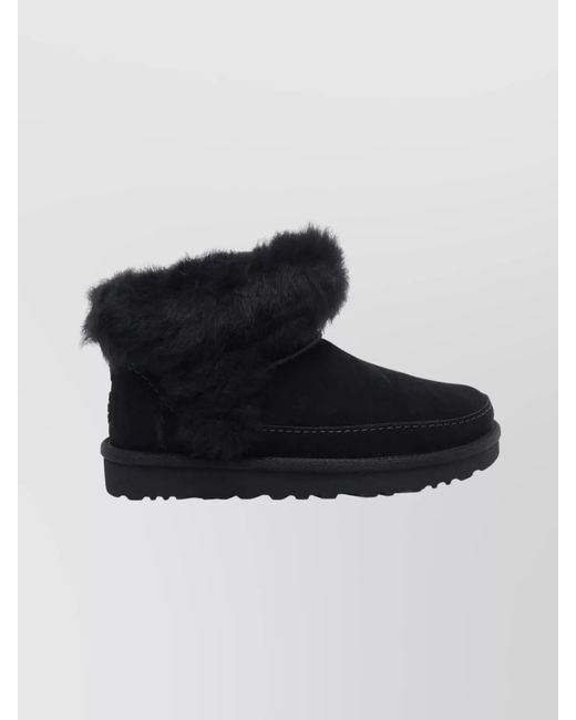 Ugg Black Shearling Trim Ankle Boots