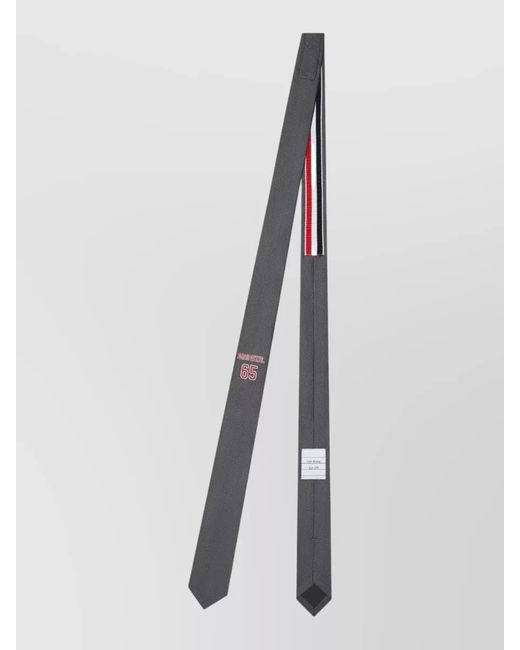Thom Browne White Slim Neck Tie Single Icon Design for men